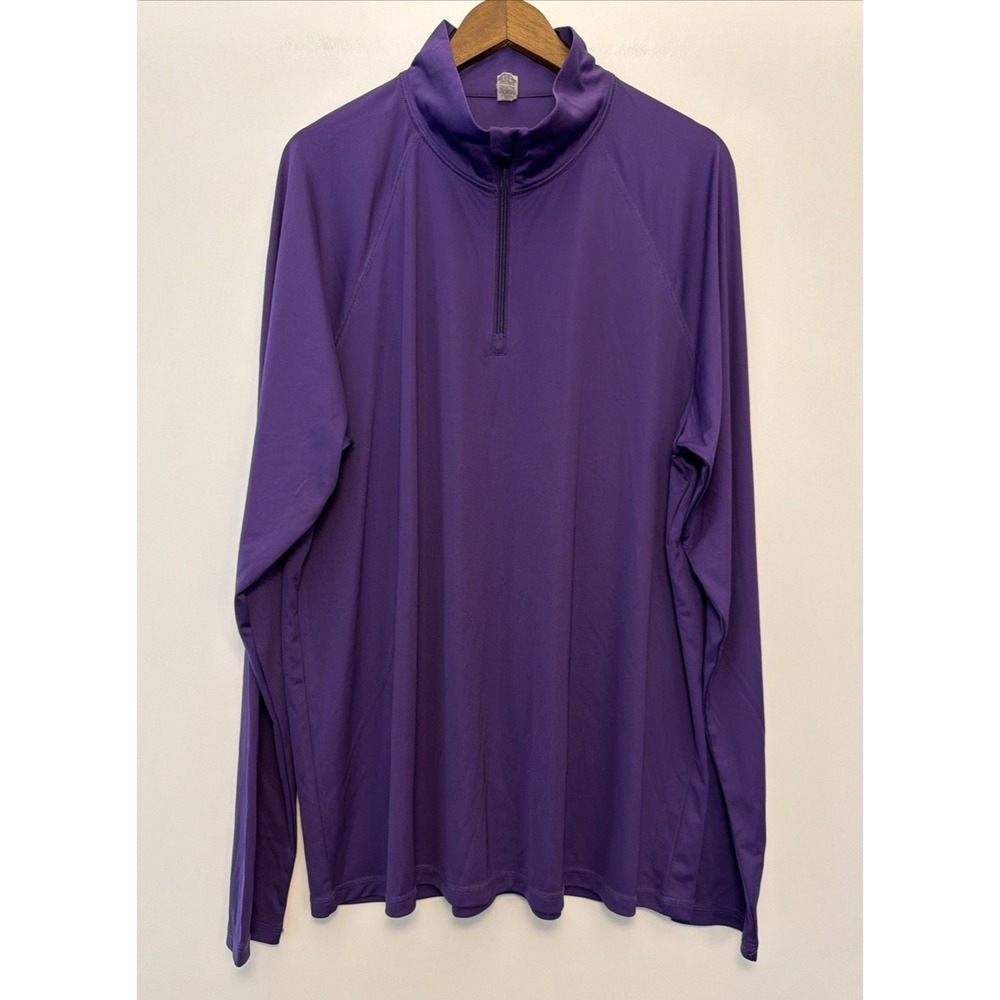 Alo Pullover Quarter Zip Mens Training Shirt 2XL Purple Activewear Mock Neck EUC - Picture 6 of 13